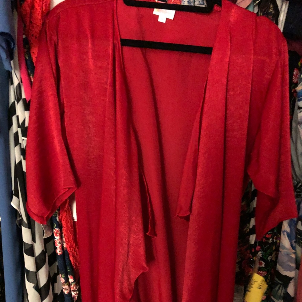 Lularoe red Shirley velvet like material Bnwt s